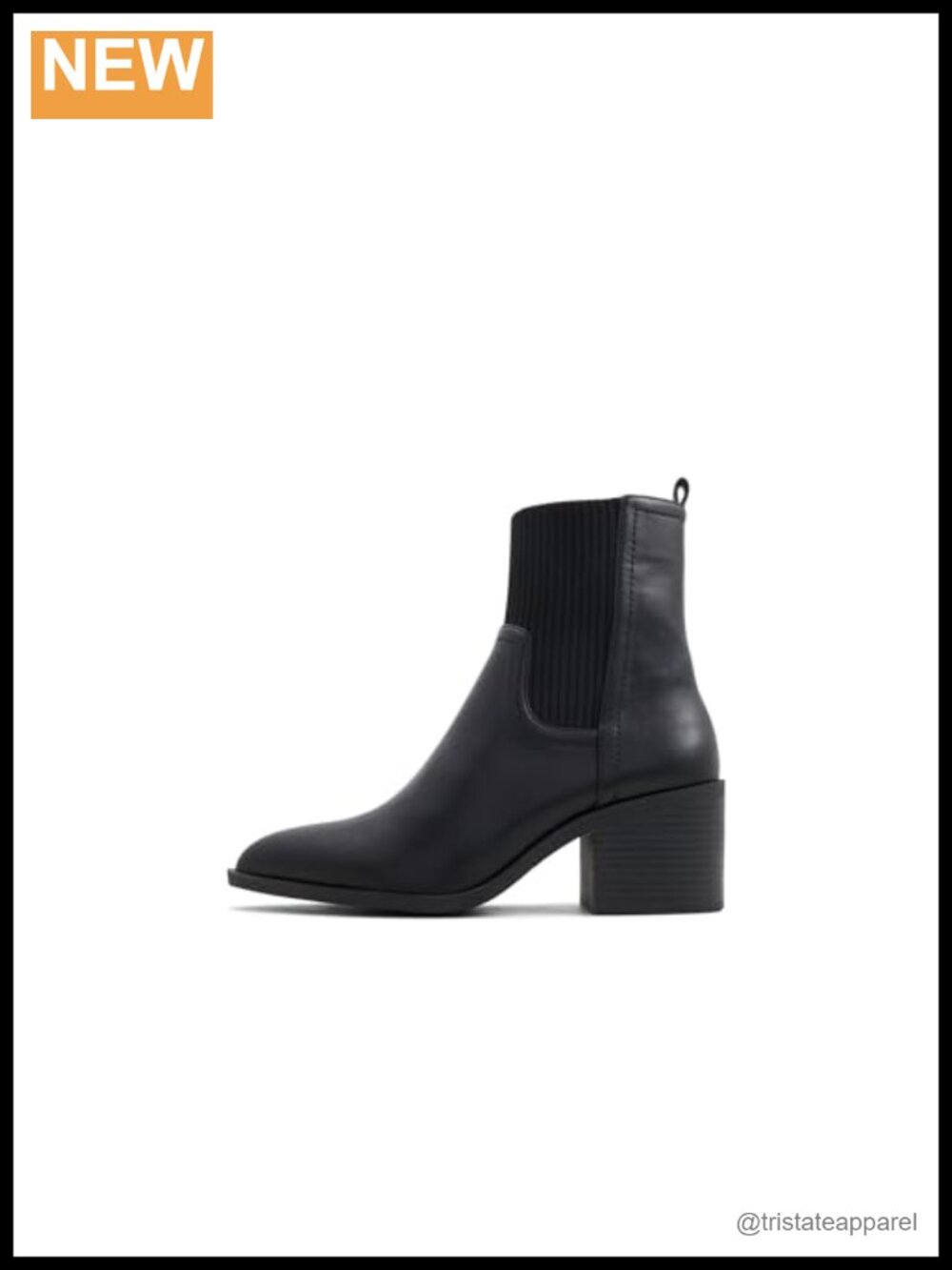 Block Heel Chelsea Ankle Boots Pointed Toe Slip On Synthetic
